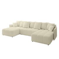 WOHNLANDSCHAFT LONLI-U 355x189x68 Beige Bouclé - Hellbraun/Creme, Holzwerkstoff/Kunststoff (355/68/189cm) - ALTDECOR