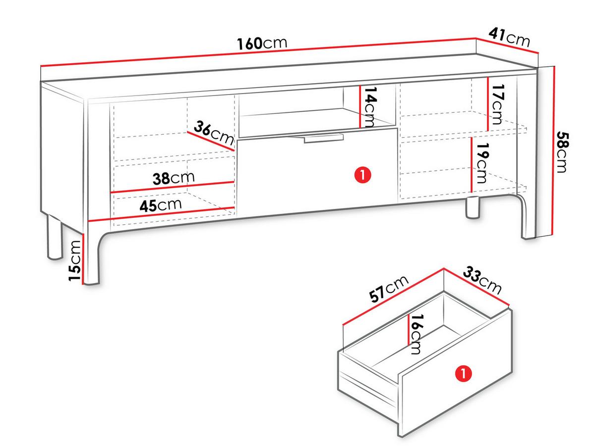 TV-LOWBOARD Marbella 05 - Kaschmir, Holzwerkstoff/Metall (160/58/41cm) - MIRJAN24
