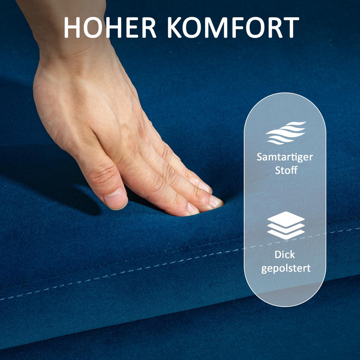 TRUHENBANK Metall, Kautschukholz, Schaumstoff Dunkelblau - Blau, Textil (40/42/100cm) - HOMCOM