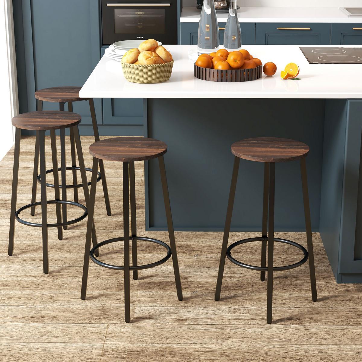 TRESENSTÜHLE 4ER-SET aus Stahl Rustikales Braun Schwarz - Braun, Holzwerkstoff (42/65/42cm) - HOMCOM