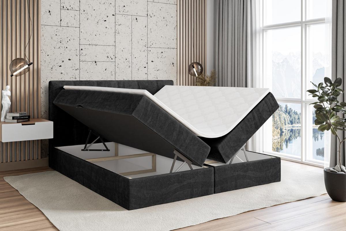 BOXBETT mit Matratze H3 und Lattenrost - MARCE - 140 x 200 cm - Schwarz - Schwarz, Holzwerkstoff (140/200cm) - ALTDECOR