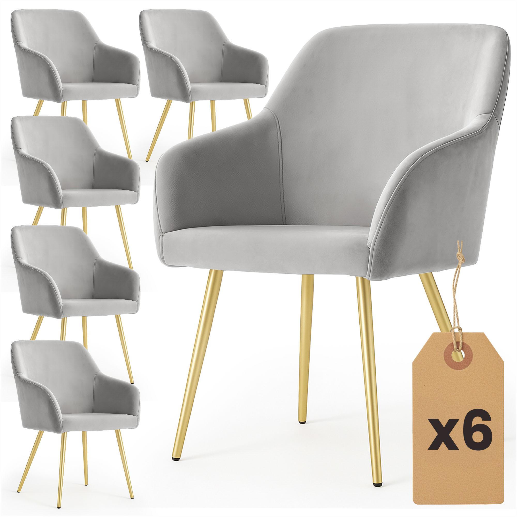 POLSTERSTUHL 6er Set, Metallbeine Grau, Gold 54,5/83/58 - Grau, Textil (55/83/51cm) - RAUMHIRSCH FURNITURE
