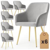 POLSTERSTUHL 6er Set, Metallbeine Grau, Gold 54,5/83/58 - Grau, Textil (55/83/51cm) - RAUMHIRSCH FURNITURE
