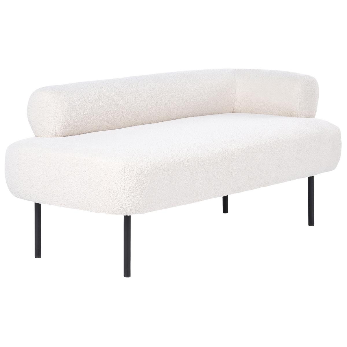 CHAISELONGUE-RECHTSSEITIGE Bouclé Cremeweiß Mirmande - Creme/Schwarz, Textil (153/65/70cm) - Beliani