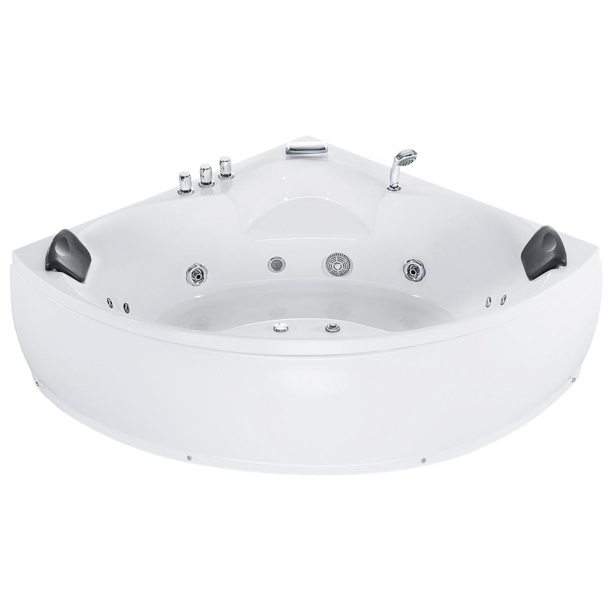 WHIRLPOOL-BADEWANNE mit LED 150x205x56 cm weiß Senado - Weiß, Kunststoff (150/56/205cm) - Beliani