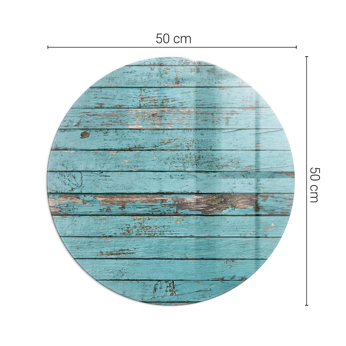 GLASPLATTE für Kamin Ø 50 cm - Türkis, Glas (50/50/0.4cm) - TULUP
