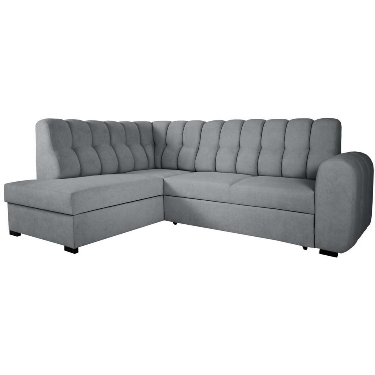 ECKSCHLAFSOFA Zoja links grau - Schwarz/Grau, Textil (261/193cm) - Beautysofa
