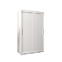 SCHIEBETÜRENSCHRANK TOKYO 200/120/62 2-türig - Silberfarben/Weiß, Holz/Kunststoff (120/200/62cm) - MÖBEL KRYSPOL
