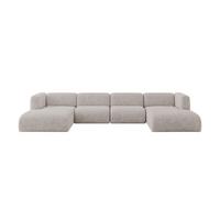 WOHNLANDSCHAFT MIRA-U2 408x179x70 Hellgrau Velours - Hellgrau/Schwarz, Holzwerkstoff/Kunststoff (408/70/179cm) - ALTDECOR