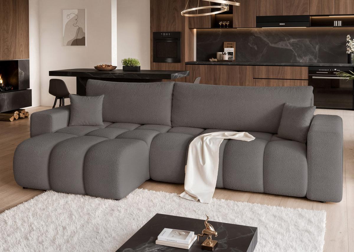 ECKSOFA OFI mit Schlaffunktion und Bettkasten Dunkelgrau - Dunkelgrau, Holzwerkstoff/Kunststoff (278/145cm) - Idohome