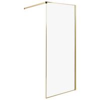 DUSCHWAND 80/190 cm Gold Waspam - Transparent/Goldfarben, Glas (80/190cm) - Beliani