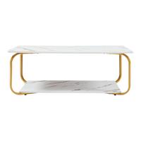 COUCHTISCH Kolta 120/60/43 cm - Goldfarben/Weiß, Holzwerkstoff/Metall (60/120/43cm) - [en.casa]