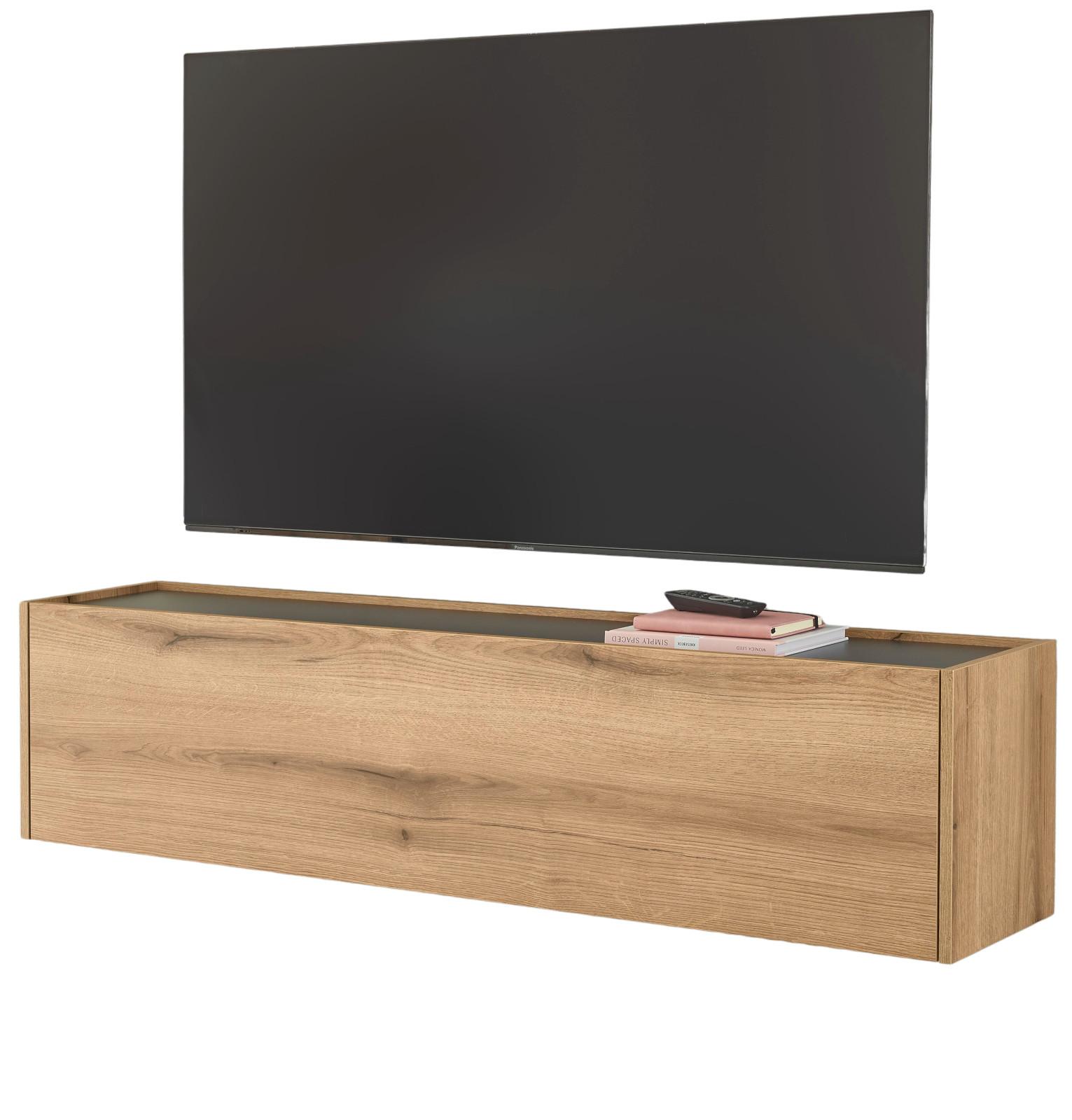 TV-LOWBOARD Evoke Eiche, grau 150 cm Hängeschrank, TV-Unterteil hängend - Eichefarben/Grau, Holzwerkstoff/Metall (150/35/30cm) - Furn.Design