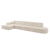 ECKSOFA Ottomane Links IREA-L3-v4 - 412x165x77 cm Beige - Champagner/Beige, Holzwerkstoff/Textil (412/165cm) - ALTDECOR