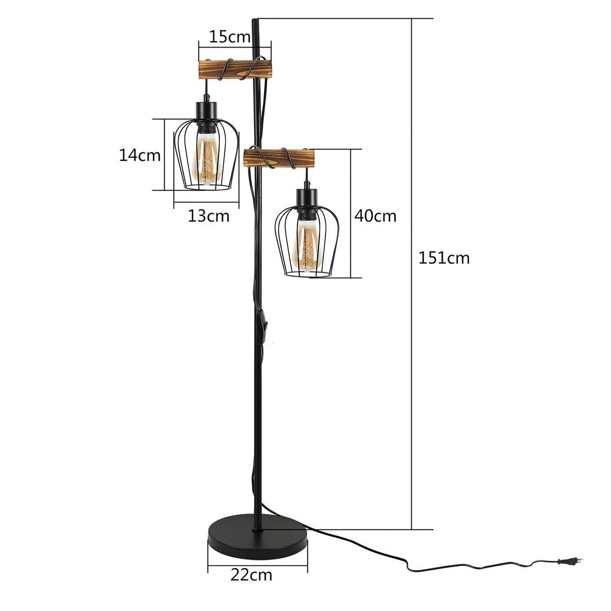 STEHLAMPE Welven 40/22/151 cm - Schwarz, Holz/Metall (40/22/151cm) - ZMH