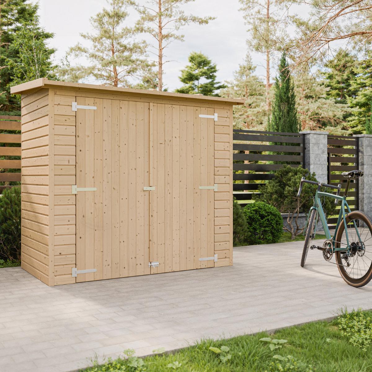 GARTENHAUS HOLZ H194x123x223 cm/2.1 m² - M348 - Beige, Holz (223/194/101cm) - Timbela