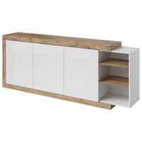 SIDEBOARD SINFONIA 220/86/40 cm mit 3 Türen Eichefarben - Eichefarben/Weiß, Holzwerkstoff (220/86/40cm) - MASSENO