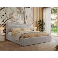 POLSTERBETT GOLD 5 CLASSIC 200/200 - Hellgrau Plüsch - Multipocket-Matratze - Hellgrau, Textil (200/200cm) - MKS