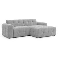 ECKSOFA Kozy im Bumpy-Design mit fester Rückenlehne aus weichem Hellgrau Chenille-Stoff - Ottomane rechts - Hellgrau/Schwarz, Holz/Kunststoff (234/161cm) - S-Style Möbel