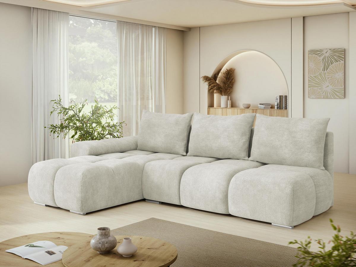 ECKSOFA Bestii, Seite: Links - Sandfarben/Schwarz, Holz/Kunststoff (270/183cm) - MIRJAN24