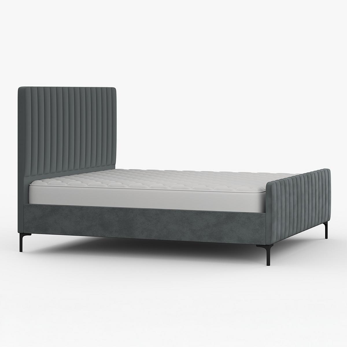 POLSTERBETT AURORA, Lattenrost, ohne Bettkasten, gepolsterte Kopfstütze 160/200 in Grau - Schwarz/Grau, Holz/Textil (160/200cm) - imoebel24