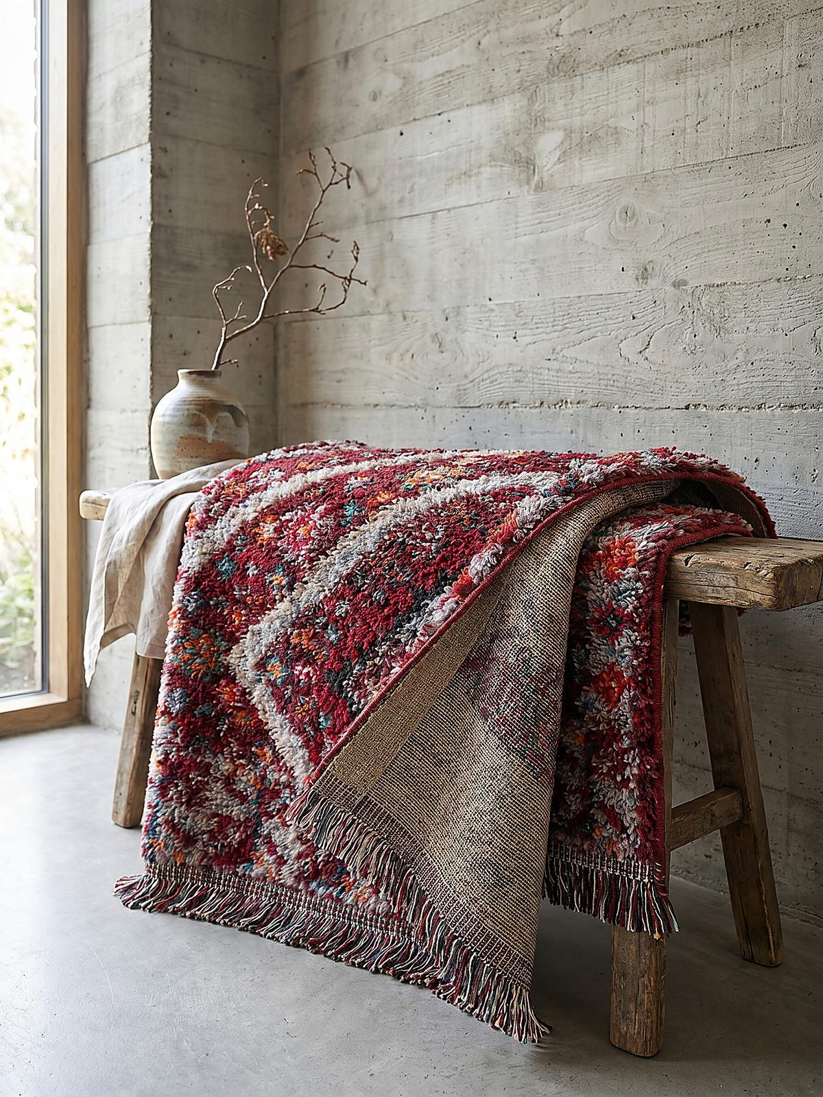 HOCHFLORTEPPICH mit Fransen TAFRAUT, im Berber-Stil, Rot, 133 x 190 cm - Rot, Textil (190/133cm) - KADIMA DESIGN