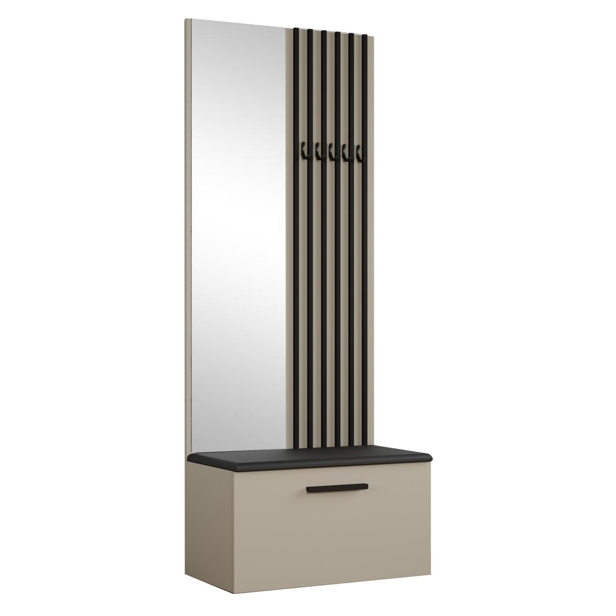 GARDEROBENSCHRANK MODULO 120,6/204/40 cm Modern Garderobe-Set Kaschmir - Kaschmir/Schwarz, Holzwerkstoff (120.6/204/40cm) - MASSENO