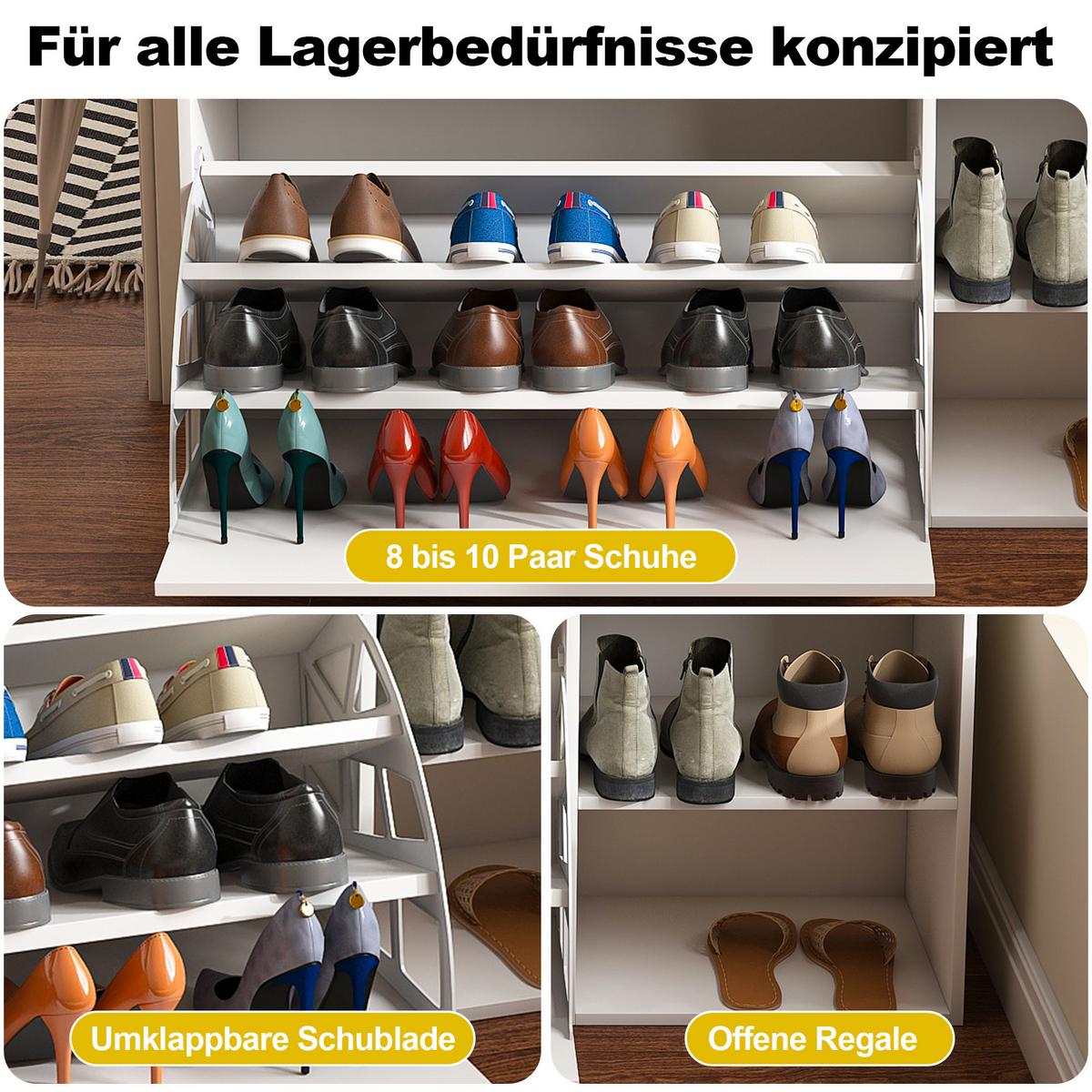 SCHUHBANK weiß & pu-leder, mit staufach & gepolsterter sitzfläche - Weiß, Holzwerkstoff (100/52/30cm) - Urban Meuble