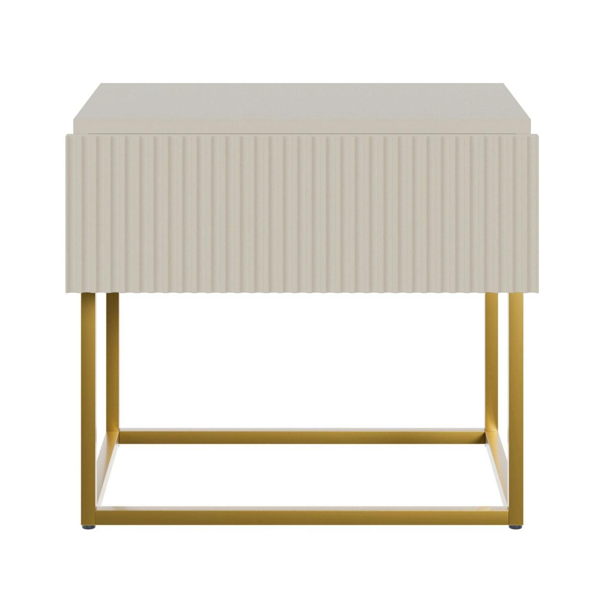 NACHTSCHRANK Veldio Graubeige mit goldenen Metallbeinen 50 cm - Taupe/Greige, Holzwerkstoff/Metall (50/44/35.6cm) - Selsey