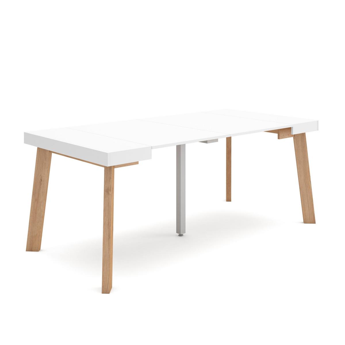 KONSOLENTISCH ausziehbar 58 bis 180cm, für 8 Gäste, weiß, 90/58/73cm - Weiß, Holzwerkstoff (90/180/73cm) - Skraut Home