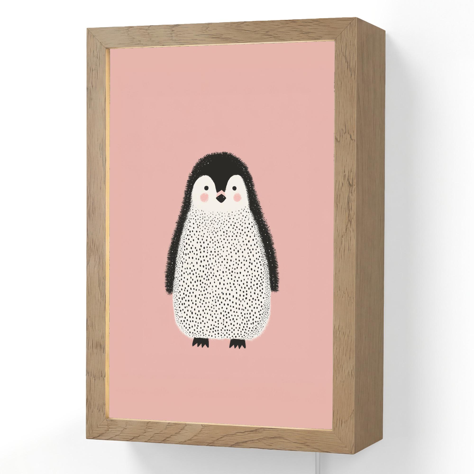 WANDLEUCHTE Pinguin - Punkte - Minimalistisch - Rosa 20x30 cm - Rosa, Holzwerkstoff (20/30/8cm) - OnlyWow