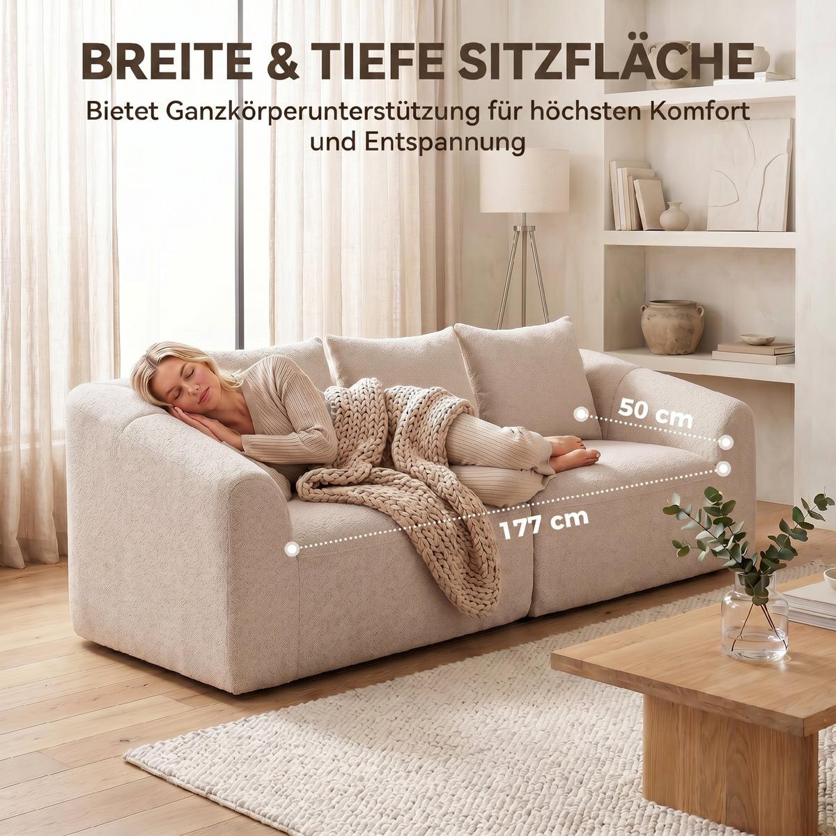 3-SITZER-SOFA Chenille Beige - Beige, Textil (93/83/225cm) - HOMCOM
