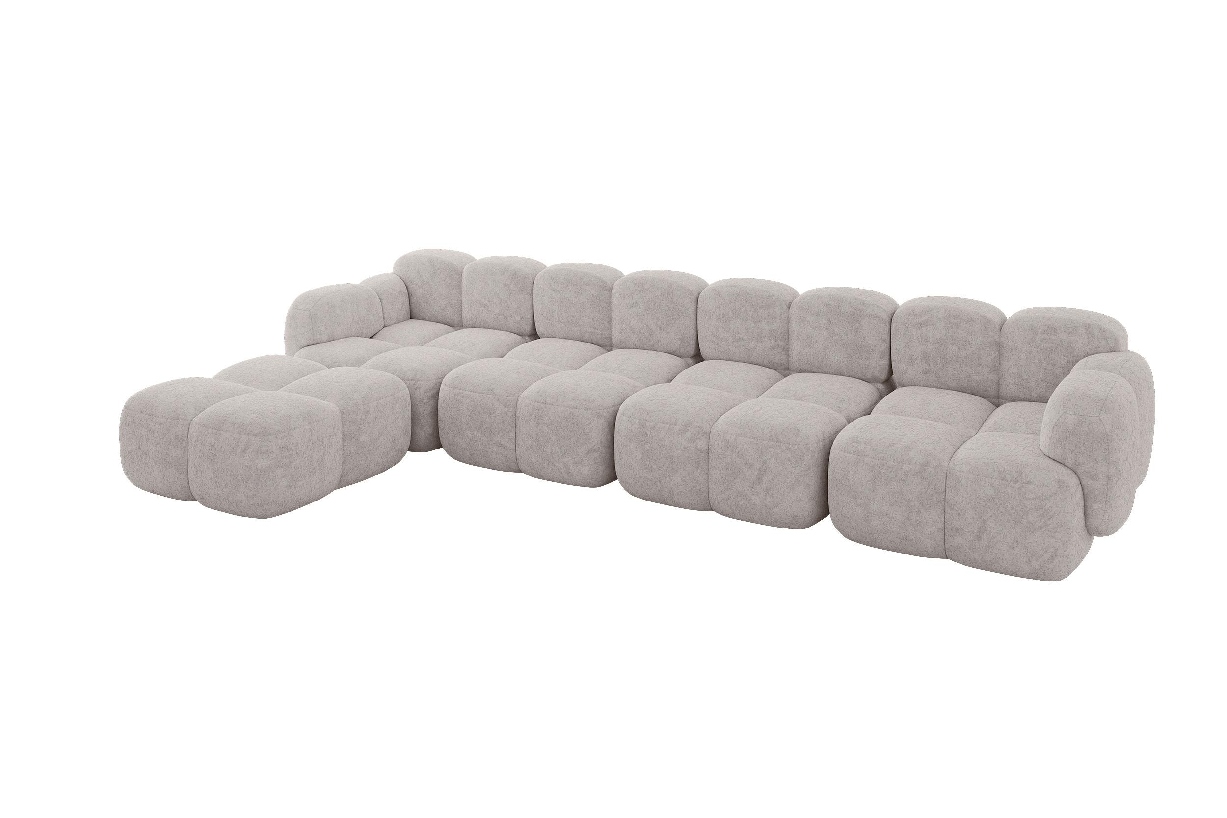 ECKSOFA modulares Sofa Links Miko-L3 390x205x75 Hellgrau Velours - Hellgrau/Schwarz, Holzwerkstoff/Kunststoff (390/205cm) - ALTDECOR