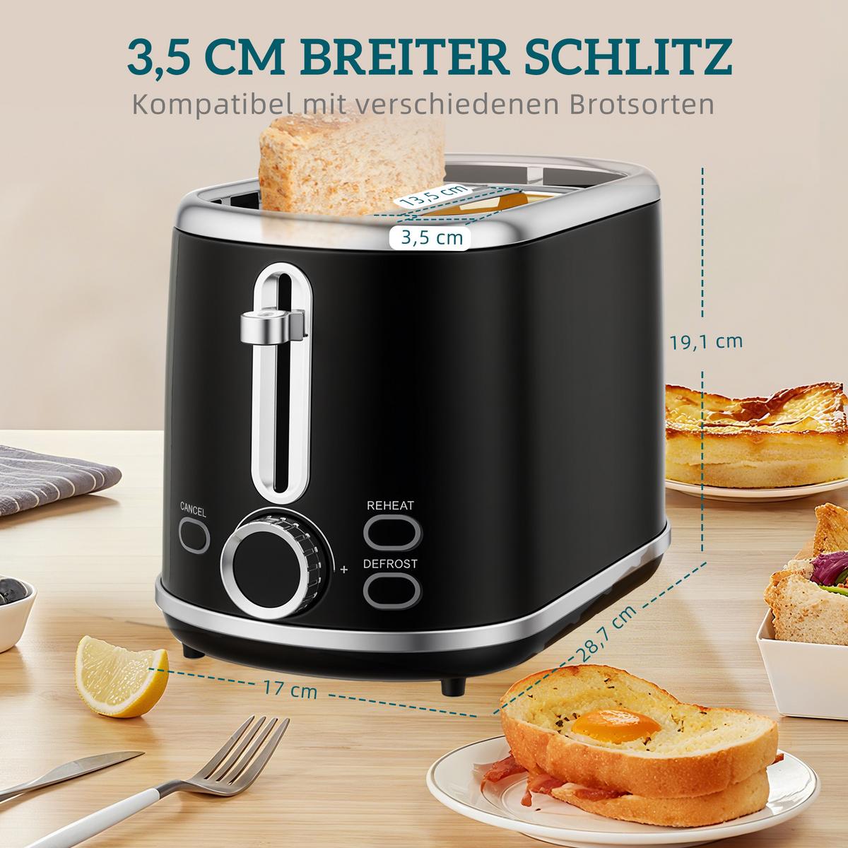 WASSERKOCHER Toaster Set 1,7L Edelstahl Wasserkocher 2 Scheiben Toaster Schwarz - Schwarz, Kunststoff (15.9/24.8/23.2cm) - HOMCOM