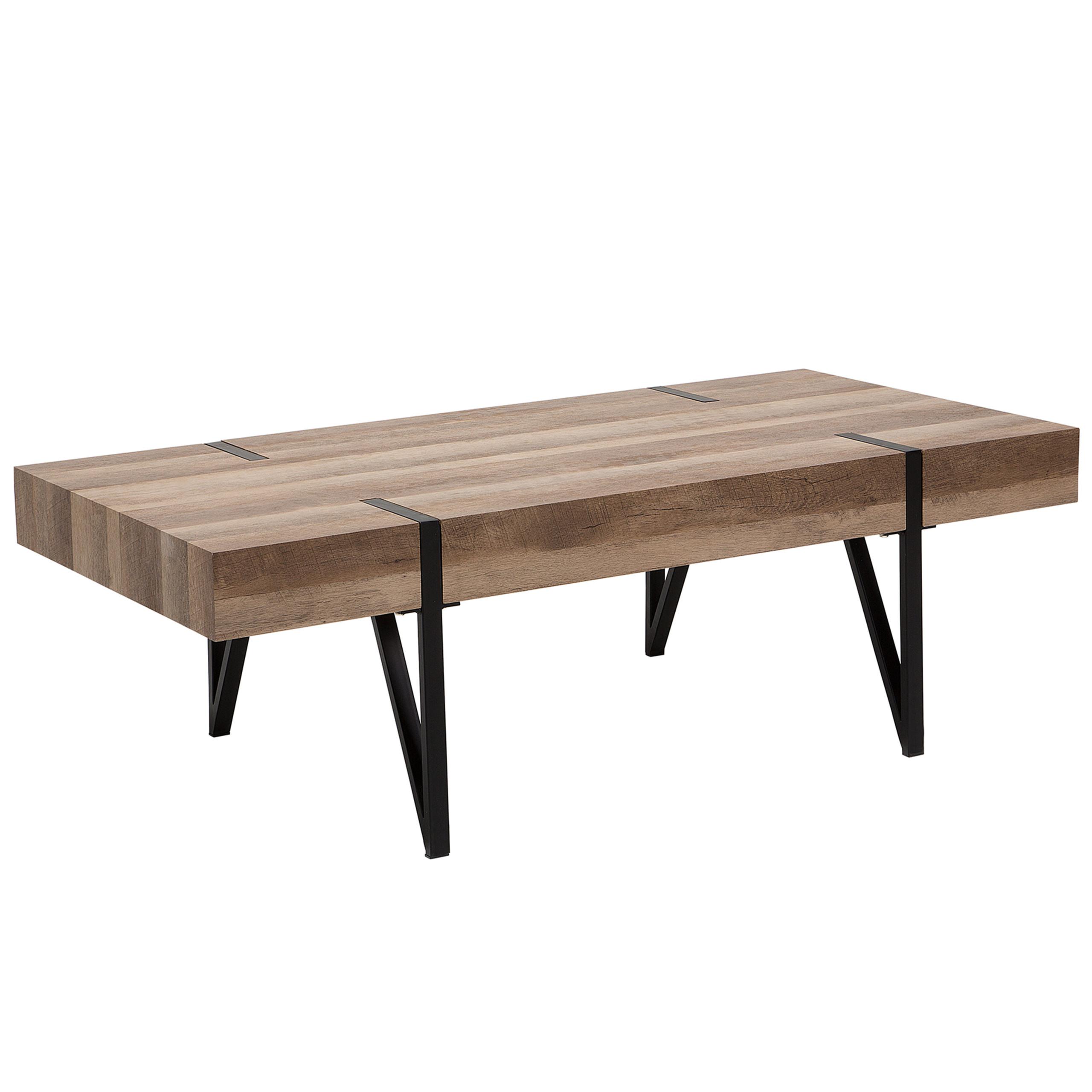 COUCHTISCH brauner Holzfarbton/schwarz rechteckig 60/110 cm Adena - Dunkelbraun/Schwarz, Holzwerkstoff (60/110/40cm) - Beliani