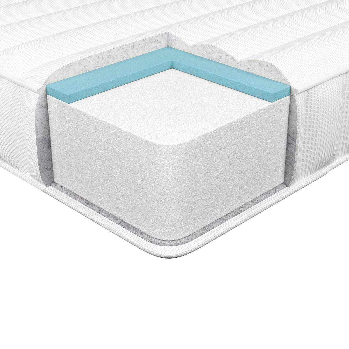 MEMORY-SCHAUMMATRATZE H2/3 Mittel 90/200 cm Petite - Weiß, Textil (90/200cm) - Beliani