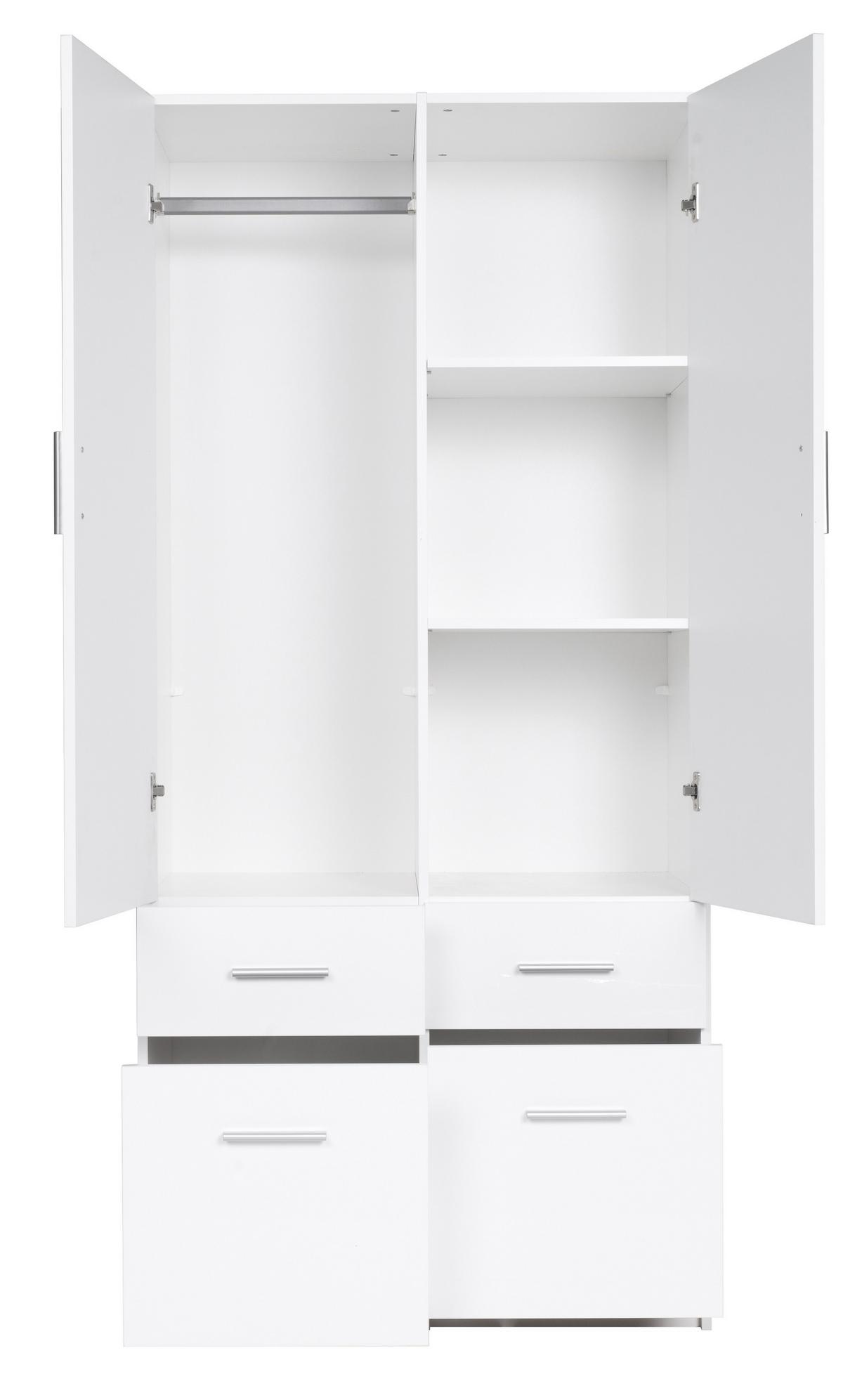 DREHTÜRENSCHRANK LUGERN 91,2/197,6/53,6cm 2-türig Weiß - Weiß, Holzwerkstoff (91.2/197.6/53.6cm) - MASSENO