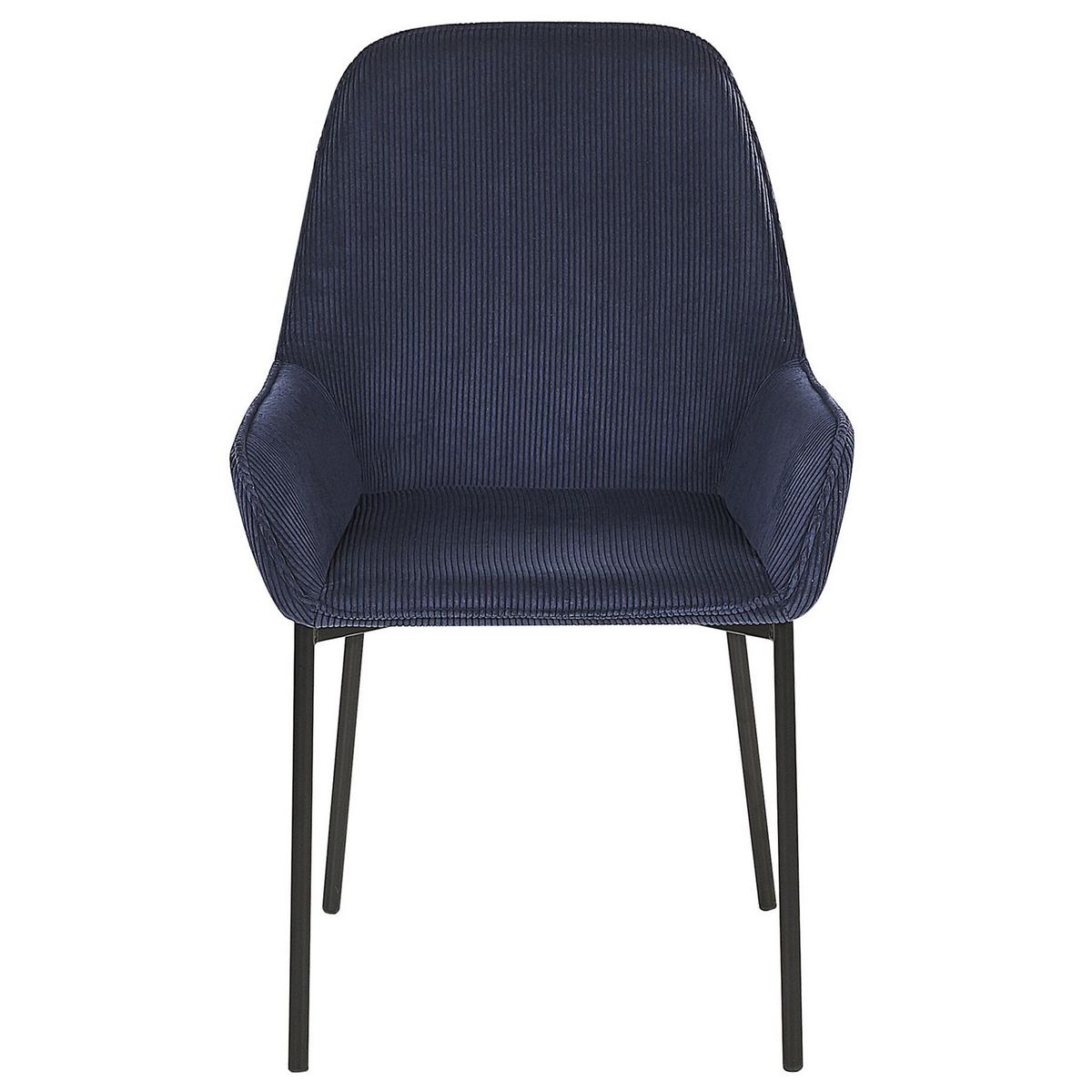 ESSZIMMERSTUHL 2er-Set Cord Blau Loverna - Blau, Textil/Metall (56/89/59cm) - Beliani