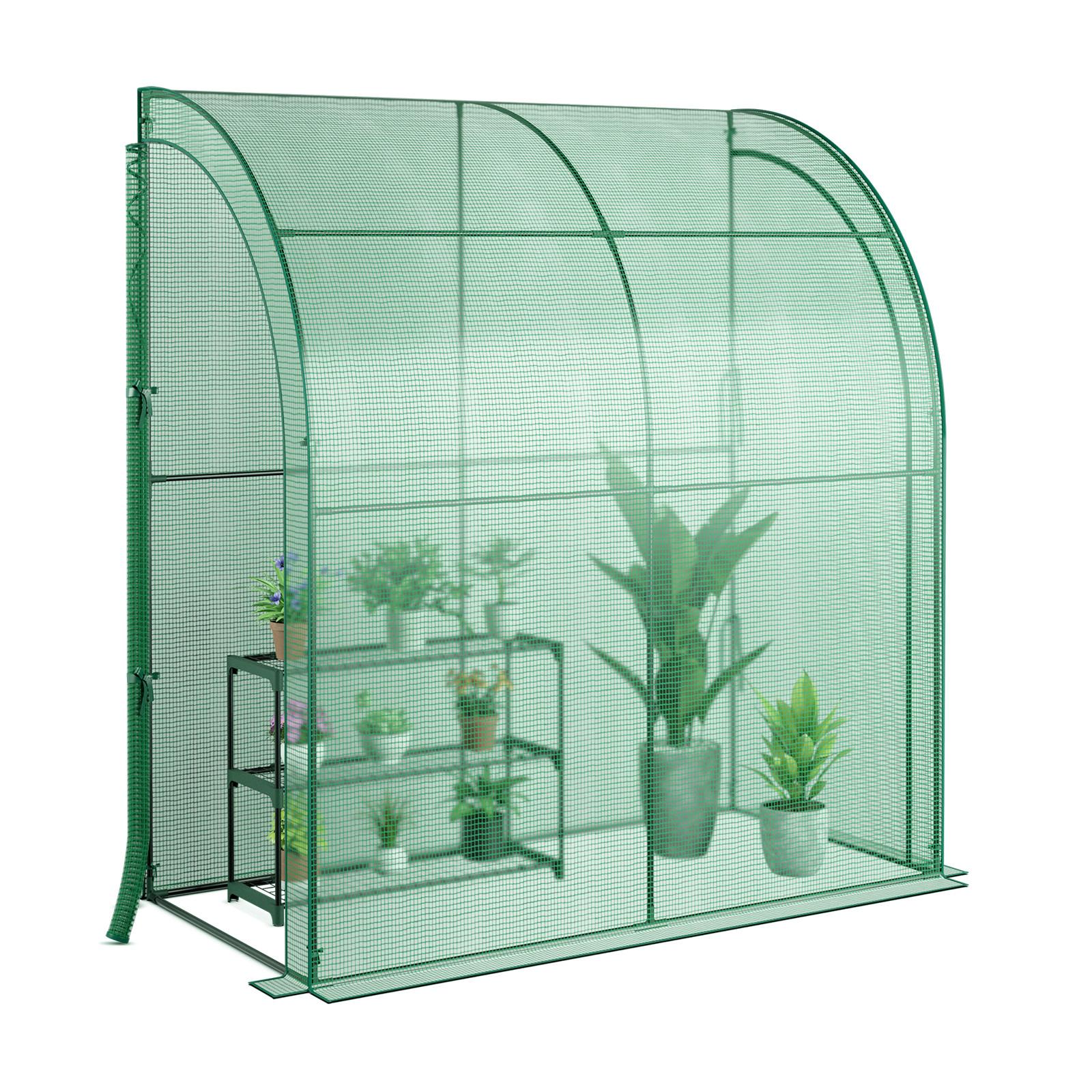 FOLIENGEWACHSHAUS mit Blumenregal Grün - Grün, Kunststoff (199/215/98cm) - COSTWAY