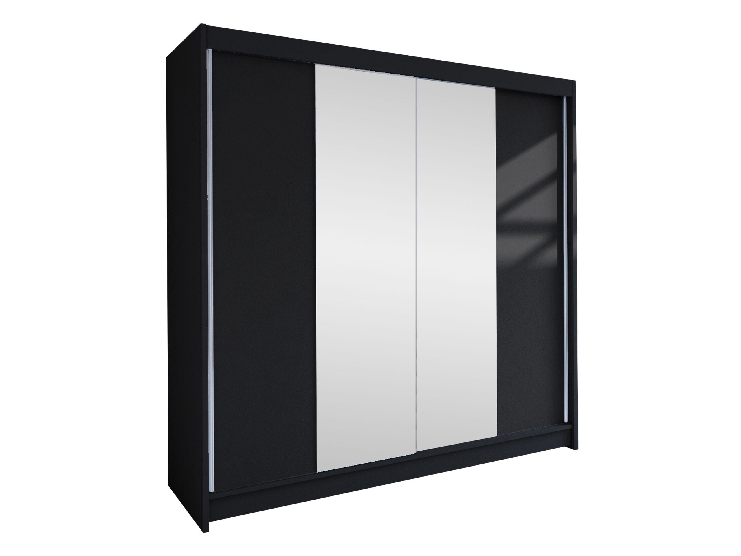 SCHWEBETÜRENSCHRANK Talin II - Silberfarben/Schwarz, Holzwerkstoff/Metall (180/215/58cm) - MIRJAN24