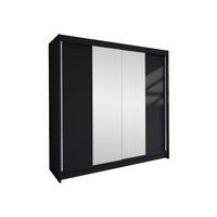 SCHWEBETÜRENSCHRANK Talin II - Silberfarben/Schwarz, Holzwerkstoff/Metall (180/215/58cm) - MIRJAN24