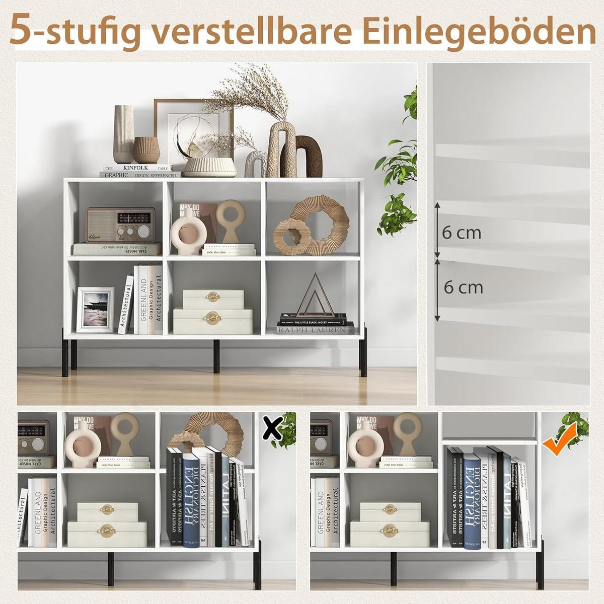 BUCHERREGAL Weiß - Weiß, Holz (120/80/35cm) - COSTWAY
