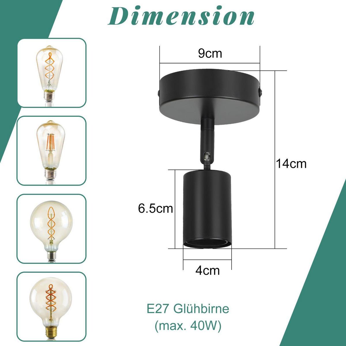 DECKENSTRAHLER Laser 1-flammig 9/9/14 cm - Schwarz, Metall (9/9/14cm) - Nettlife