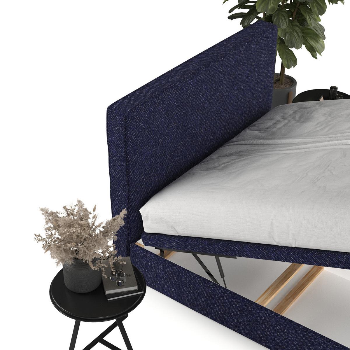 POLSTERBETT Hush mit Stauraum 160/200 cm Marineblau im Alta Stoff - Schwarz/Dunkelblau, Holz/Holzwerkstoff (160/200cm) - AltaBeds