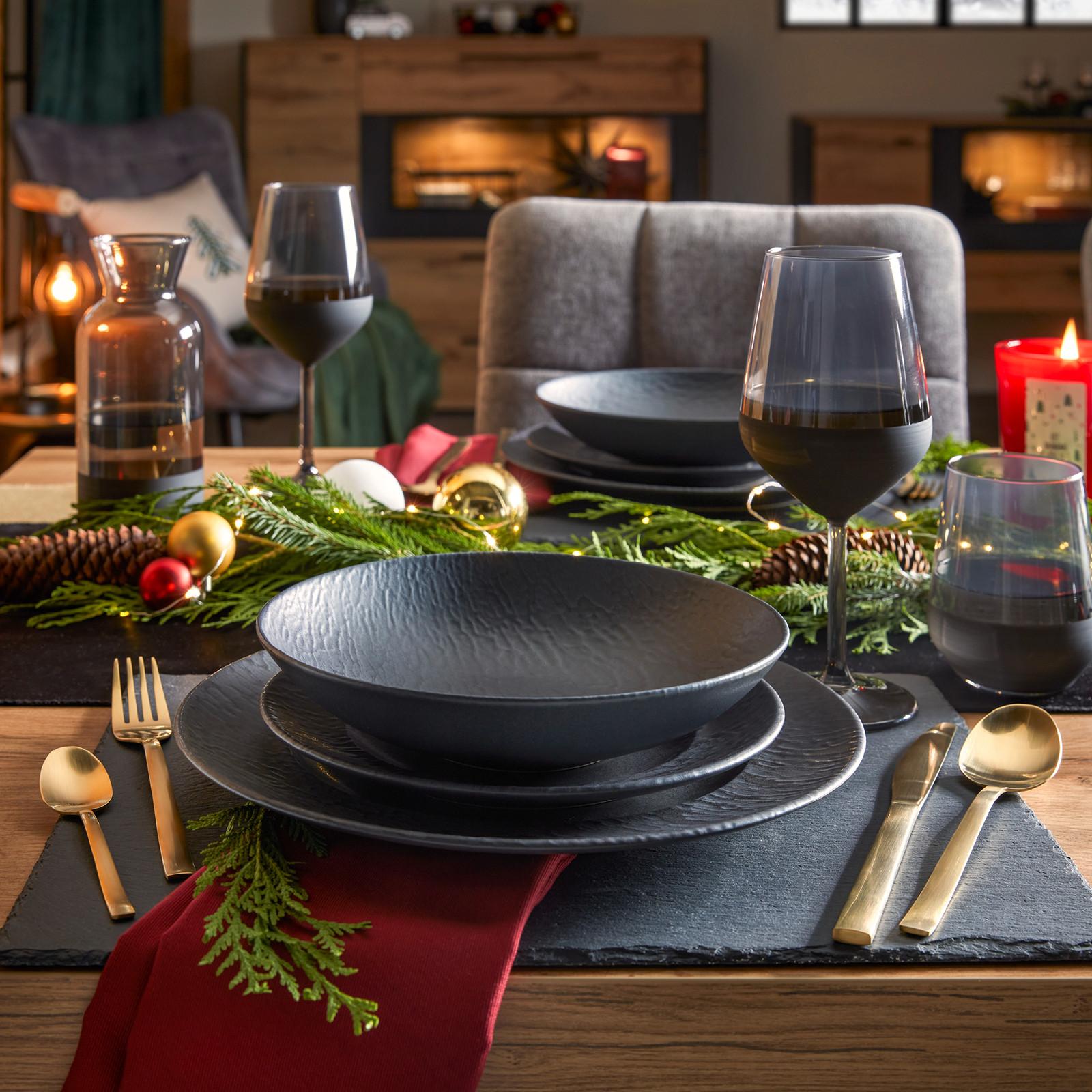 Czarny serwis obiadowy Christmas Fable