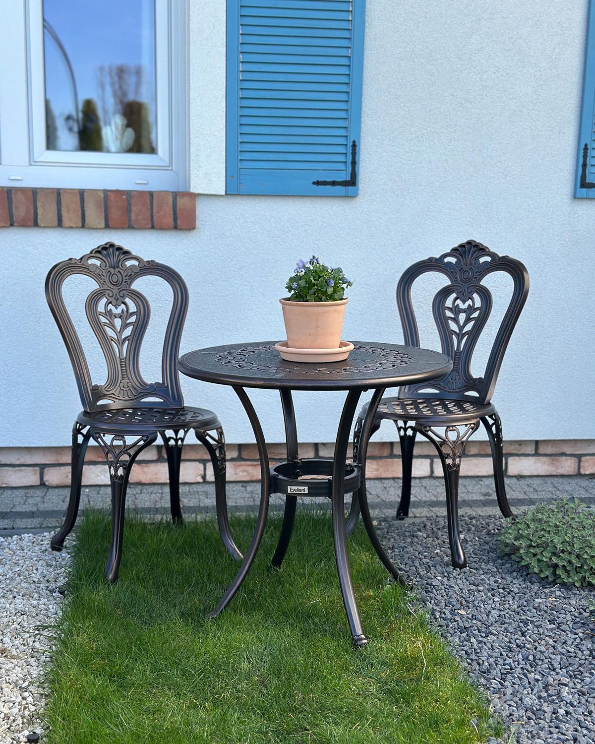 GARTENTISCH Aluminium braun 65 cm Bovino - Braun, Metall (65/65/61cm) - Beliani
