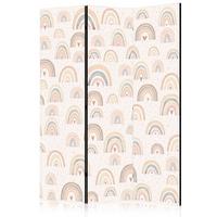 PARAVENT Einseitig Bedruckter 3-tlg 135x172 cm Regenbogen Herzen Boho - Beige, Holz/Textil (135/172/3cm) - Muralo