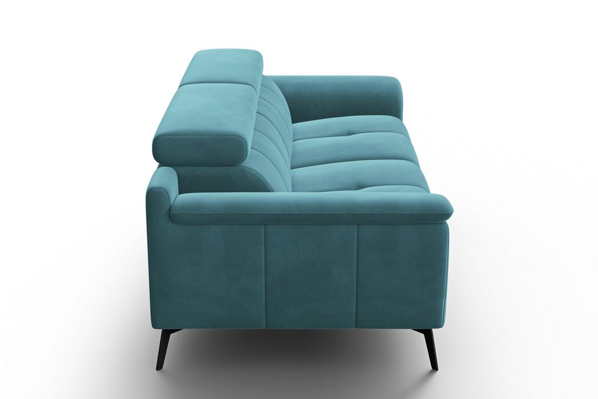 SOFA FIERO 3-Sitzer, Minter Veloursstoff - Schwarz/Mintgrün, Holz/Textil (212/82/103cm) - Courtois Laville