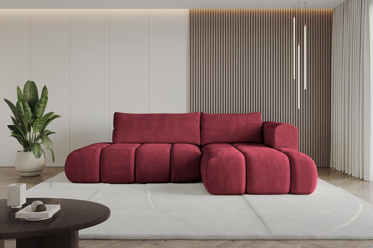 ECKSOFA Ottomane Rechts CLOUD-L 280x185x90 Bordeaux Velours - Bordeaux, Holzwerkstoff/Kunststoff (185/280cm) - ALTDECOR