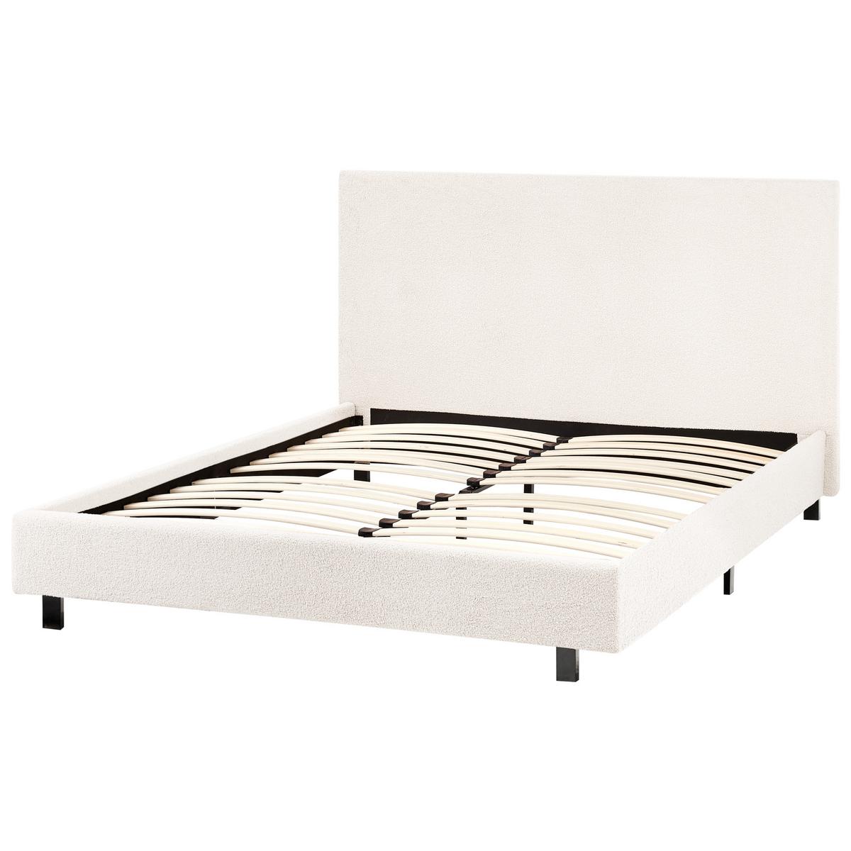 BETT mit Lattenrost 120/200 cm Bouclé Cremeweiß Albi - Creme, Textil (120/200cm) - Beliani